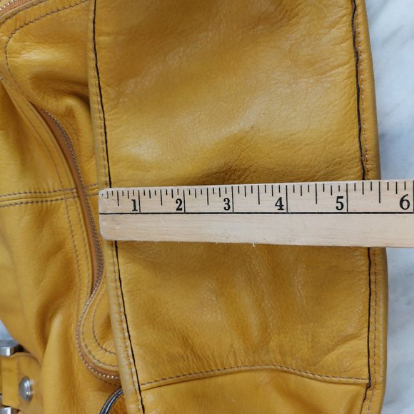 B. Markowsky Women's Mustard Yellow Leather Satchel - Picture 11 of 14